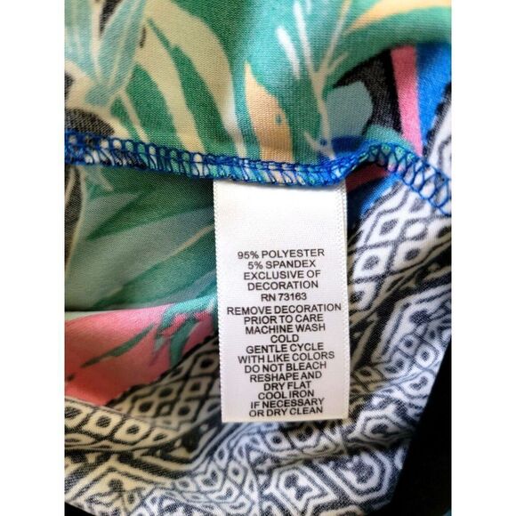 MELISSA PAIGE 1X Multicolor Geometric Print-Liquid Knit Women's Sz 1X Tunic Top - Picture 4 of 5